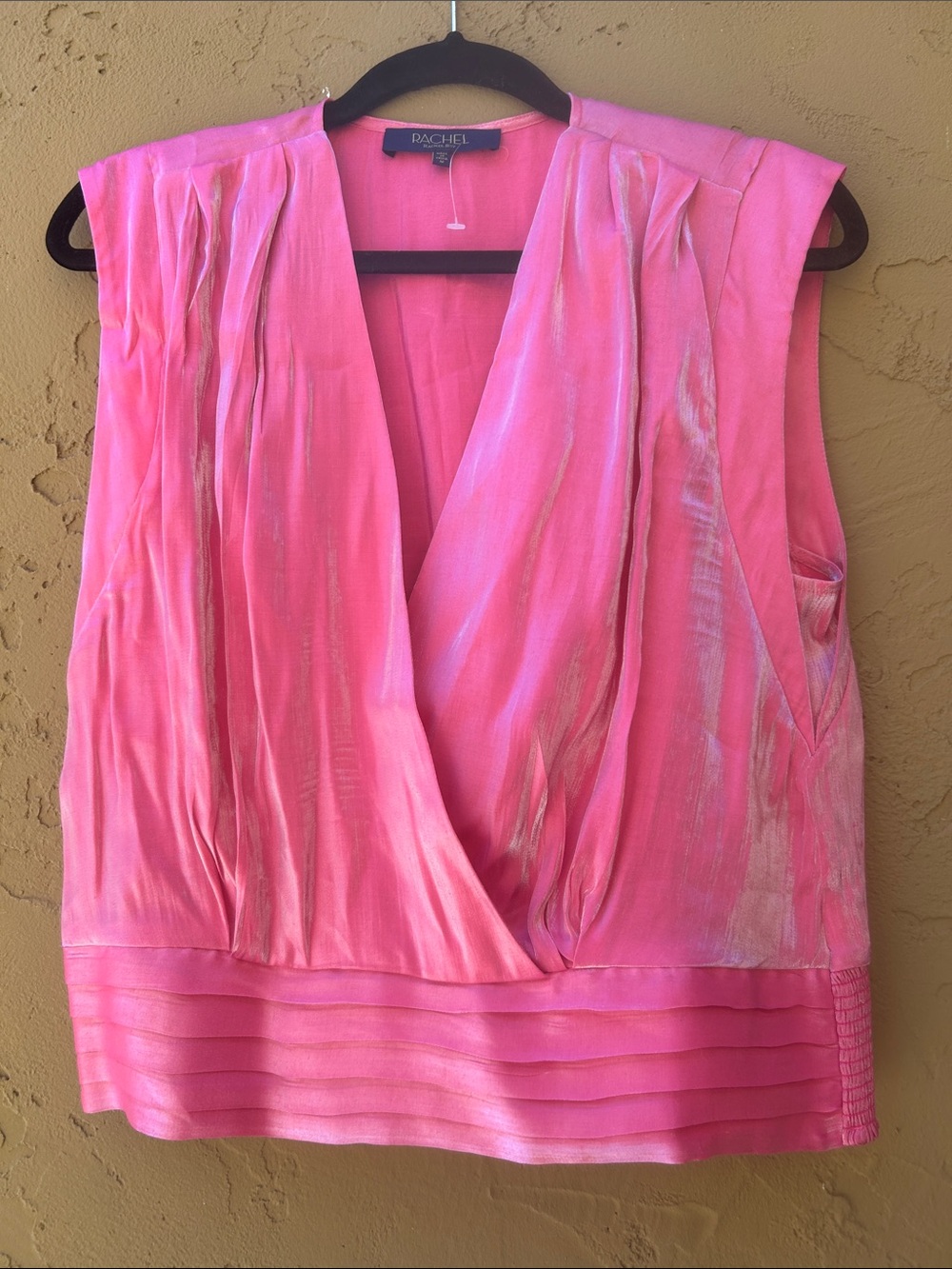 RACHEL Rachel Roy Pink Metallic Shimmer Wrap Top -  Size M (NWOT)